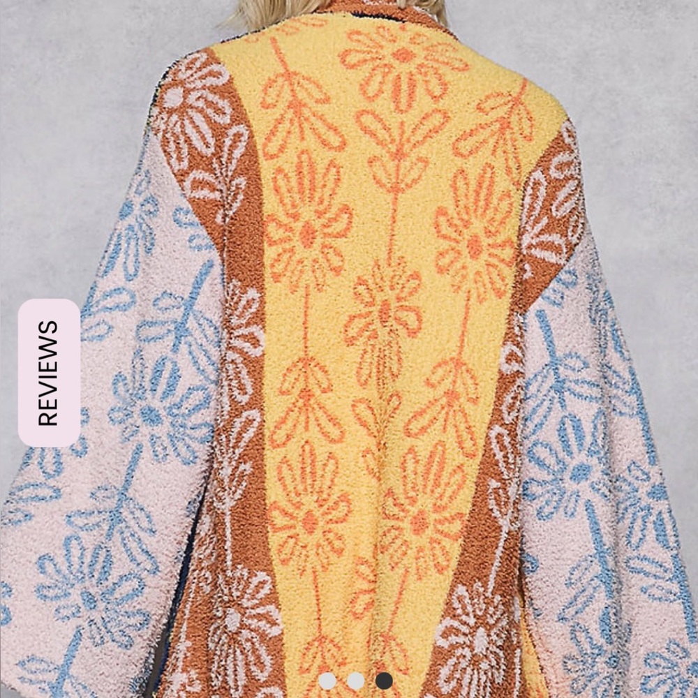 POL NEW Berber keep it cozy Colorful Floral Pattern cardigan - Picture 5 of 10